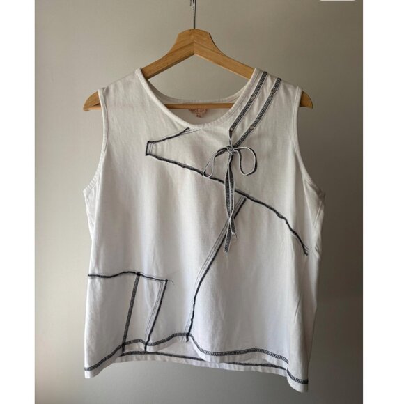 Y2K Patchwork Top with Bow | Vintage Cut & Sew Tank - Picture 1 of 5